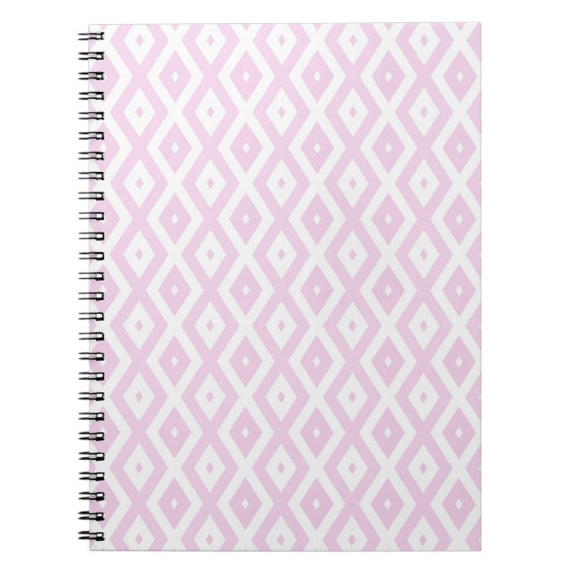 Pale pink and white diamond pattern notebook (Front)