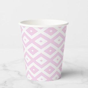 Pale pink and white diamond pattern paper cups