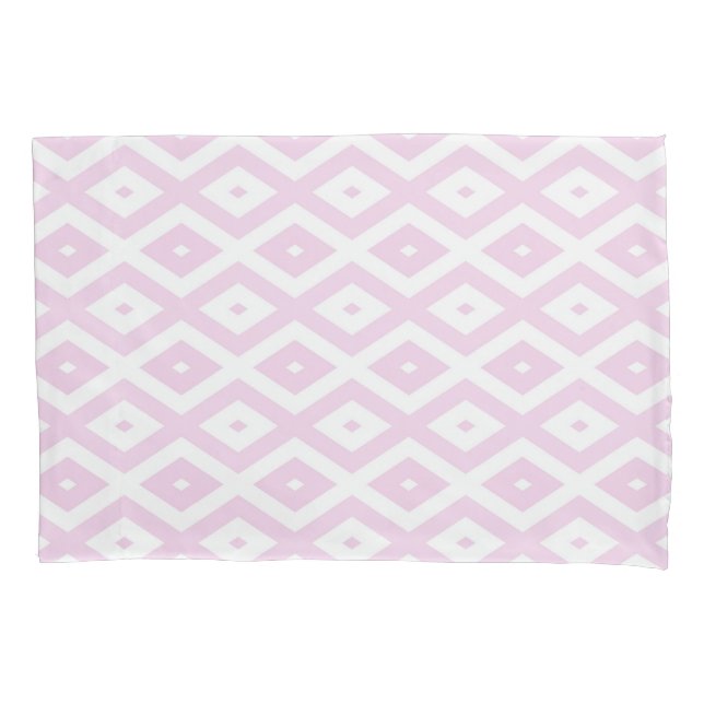 Pale pink and white diamond pattern pillowcase (Front)