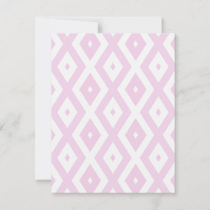 Pale pink and white diamond pattern RSVP card