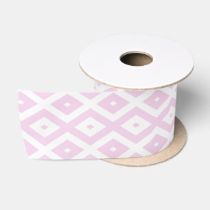 Pale pink and white diamond pattern satin ribbon