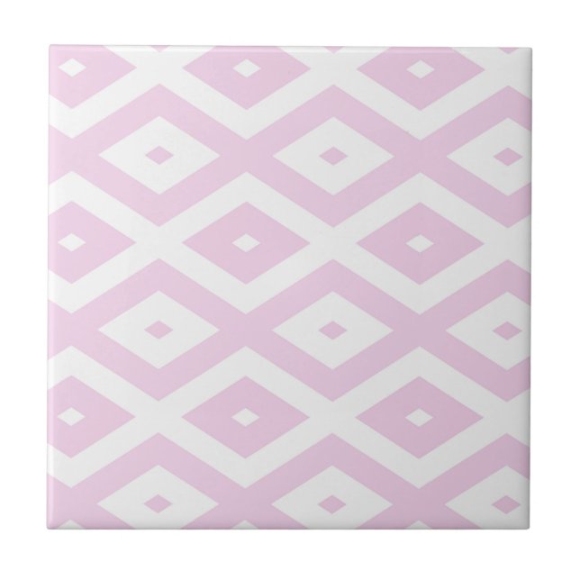 Pale pink and white diamond pattern tile (Front)