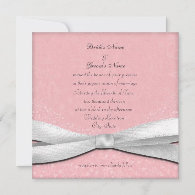 Pale Pink and White Floral Wedding Invitations (Front)