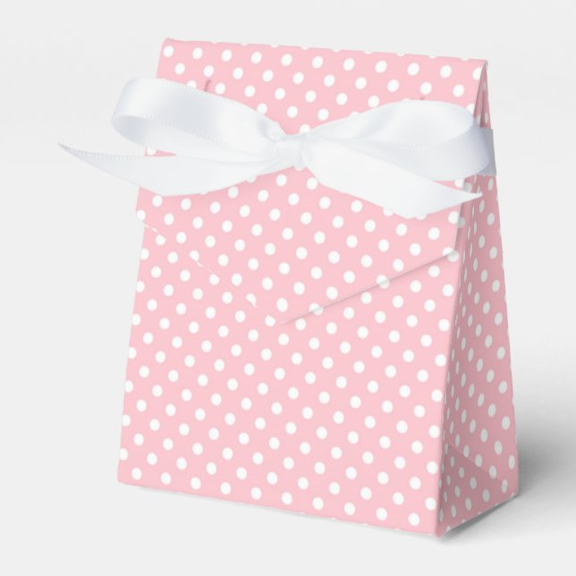 Pale Pink and White Polka Dot Favour Box (Front Side)