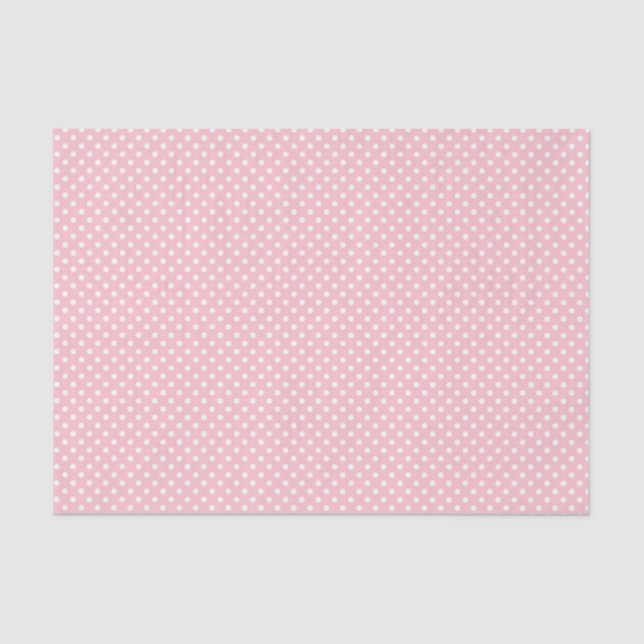 Pale Pink and White Polka Dot Pattern Tissue Paper (Front)