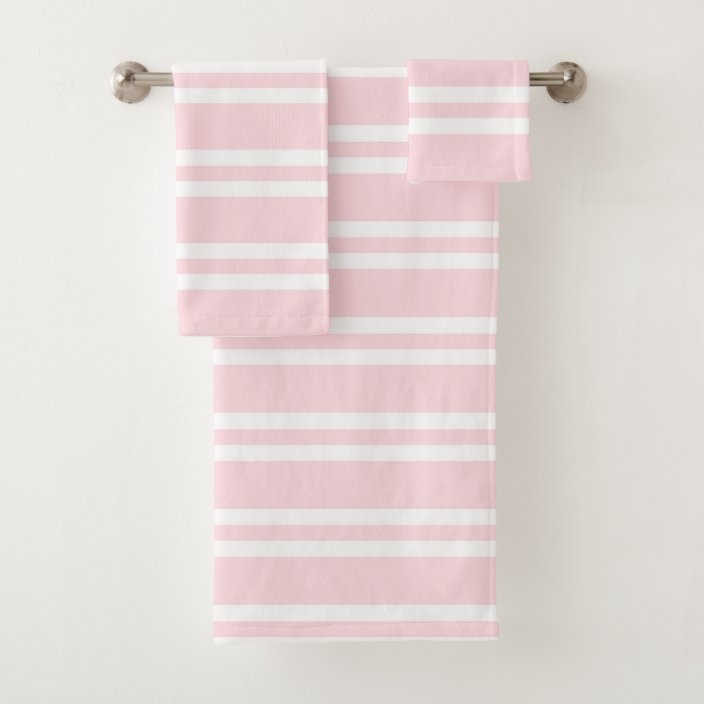Pale Pink and White Stripes Bath Towel Set Zazzle.co.uk