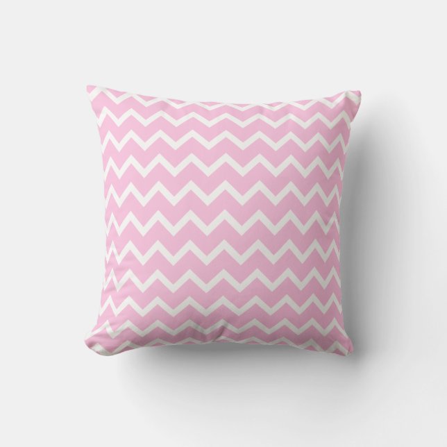 Pale Pink and White Zigzag Pattern. Cushion (Front)