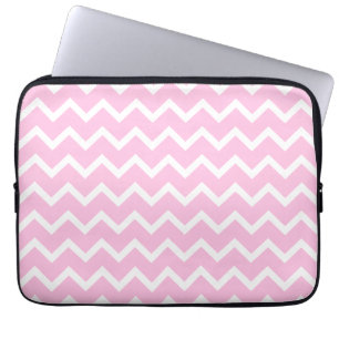 Pale Pink and White Zigzag Pattern. Laptop Sleeve
