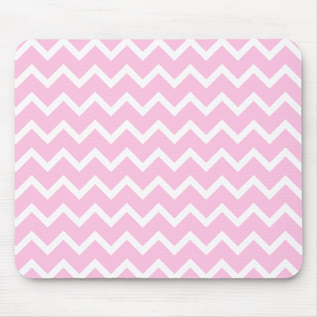 Pale Pink and White Zigzag Pattern. Mouse Mat (Front)