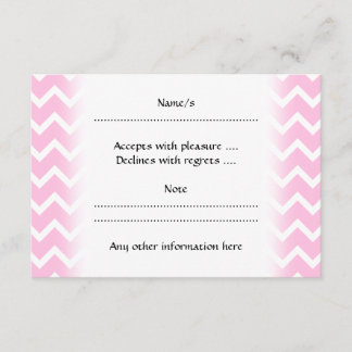 Pale Pink and White Zigzag Pattern. RSVP Card