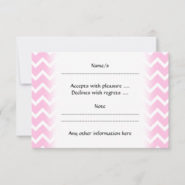 Pale Pink and White Zigzag Pattern. RSVP Card (Front)