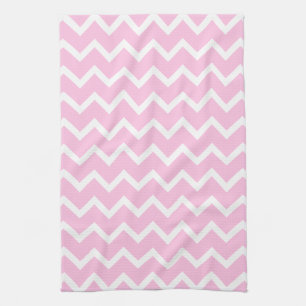Pale Pink and White Zigzag Pattern. Tea Towel
