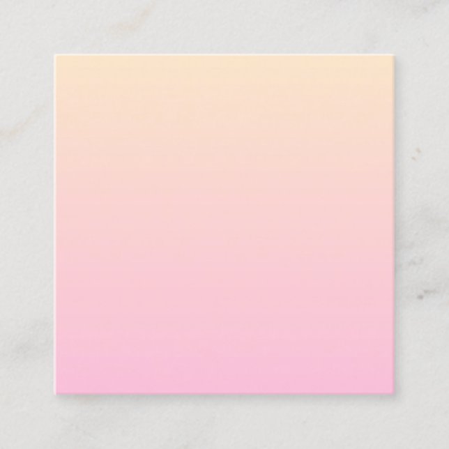 Pale pink and yellow gradient background square business card (Front)