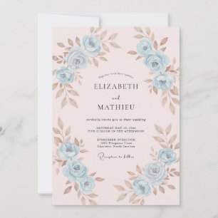 Pale Pink Azure Painted Wedding Invitation