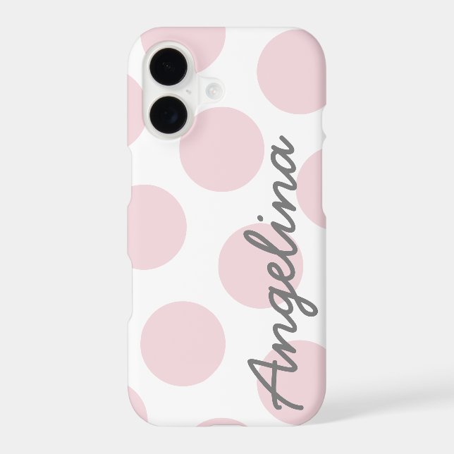 Pale Pink Big Polka Dot Pattern Personalised iPhone Case (Back)