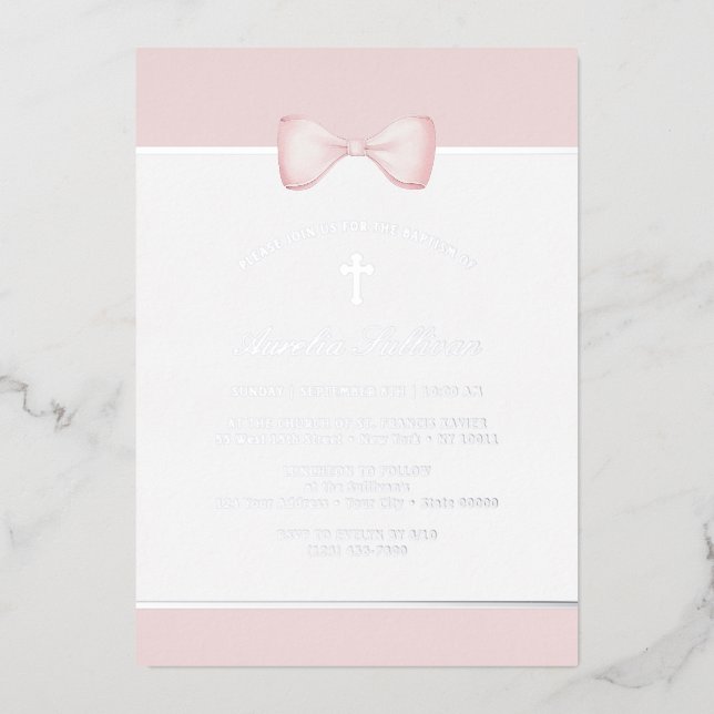 Pale Pink Bow Baptism (Front)