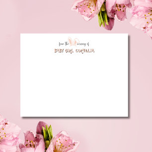 Pale Pink Bunny Ears Nursery Stationery Note Card