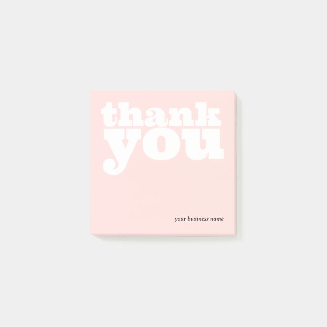 Pale Pink Business Thank You Custom 3x3 Small Post-it Notes (Front)