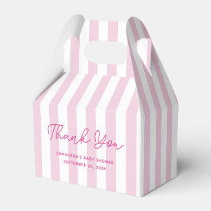 Pale Pink Candy Stripe Baby Shower Thank You Favour Box