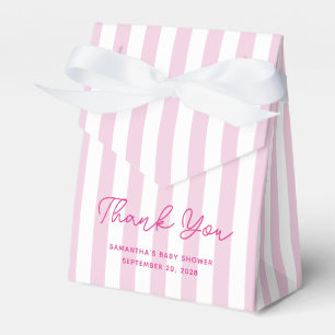 Pale Pink Candy Stripe Baby Shower Thank You Favour Box