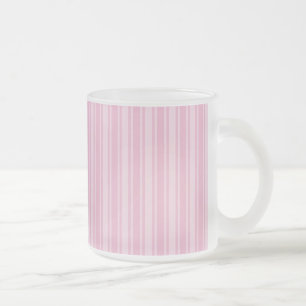 Pale pink candy stripes frosted glass coffee mug