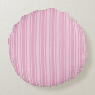 Pale pink candy stripes round cushion
