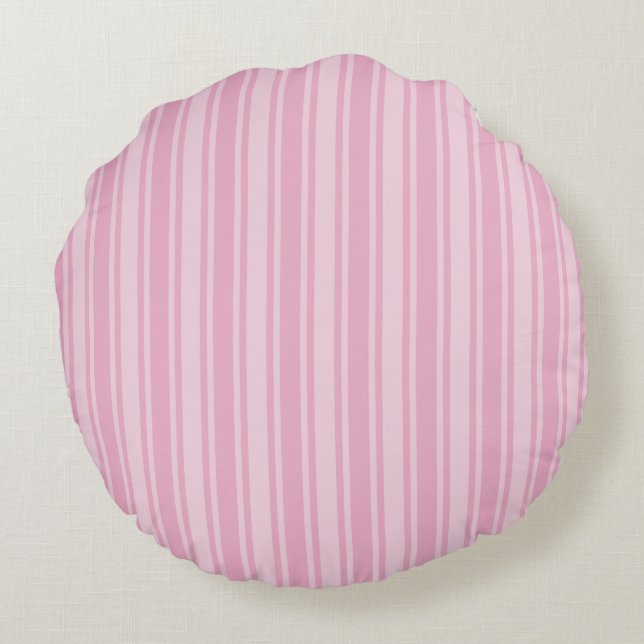 Pale pink candy stripes round cushion (Back)