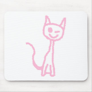 Pale Pink Cat, Winking. Mouse Mat