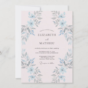 Pale Pink Celeste Painted Wedding Invitation