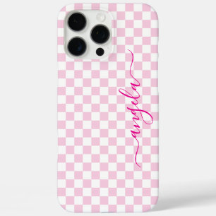 Pale Pink Chequered Signature iPhone 16 Pro Max Case