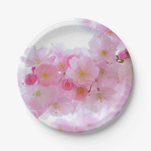 Pale Pink Cherry Blossoms Paper Plates