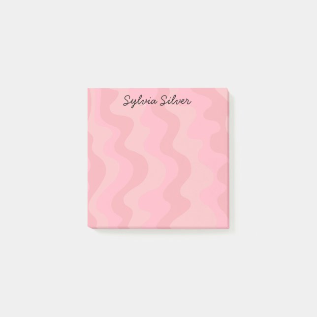 Pale Pink Curves CUSTOM Chic Monogram Personalised Post-it Notes (Front)