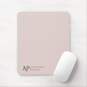 Pale Pink Custom Monogram Elegant Mouse Mat
