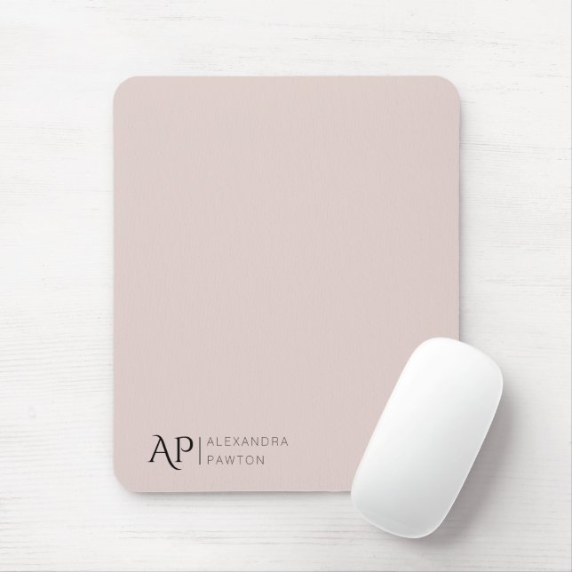 Pale Pink Custom Monogram Elegant Mouse Mat (With Mouse)