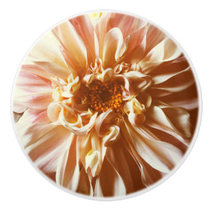 Pale pink dahlia ceramic knob