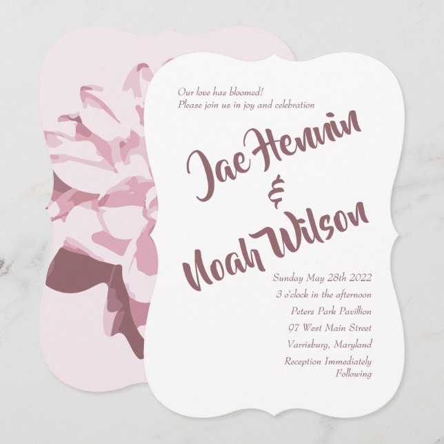 Pale Pink Dahlia Floral Wedding Invitations (Front/Back)