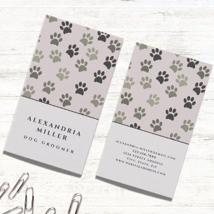 Pale Pink Dog Paw Prints   Dog Grooming Business Card