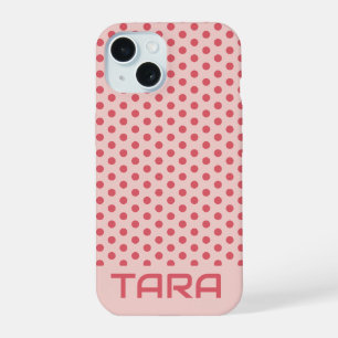 PALE PINK DOTS STYLISH SIMPLE CUSTOMIZED NAME iPhone 15 CASE