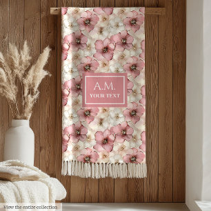 Pale Pink Elegance Personalized Soft Pastel Throw Fleece Blanket