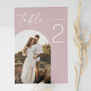 Pale pink elegant minimalist arch photo wedding table number