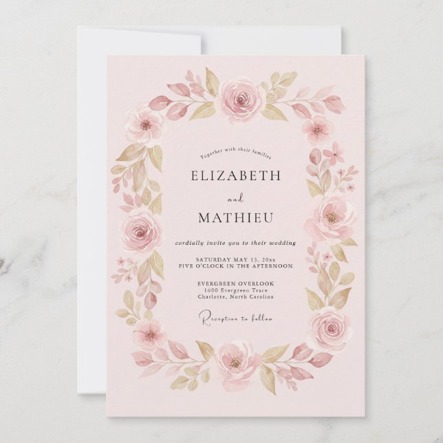 Pale Pink Ethereal Blossom Wedding Invitation (Front)