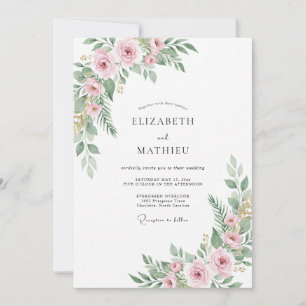 Pale Pink Ethereal Floral Wedding Invitation