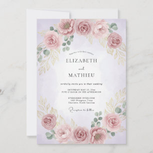 Pale Pink Floral Flourish Wedding Invitation