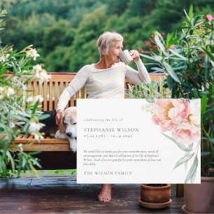 Pale Pink Floral Funeral Bereavement Thank You Card