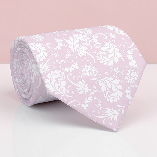 Pale Pink Floral Pattern Custom Necktie (Creator Uploaded)