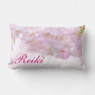 Pale Pink floral Reiki Blossom Lumbar Cushion