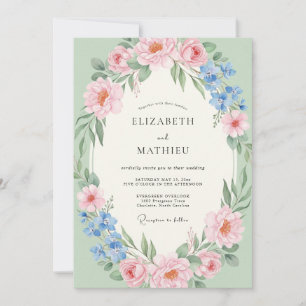 Pale Pink Floral Romance Wedding Invitation