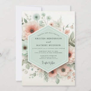 Pale Pink Floral Romance Wedding Invitation