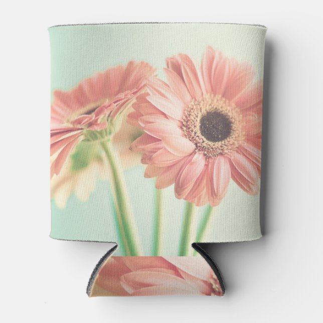 Pale Pink Flowers: Duo Close-Up Can Cooler (Front)