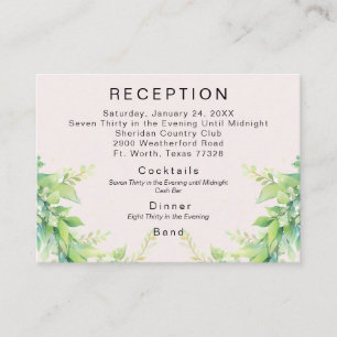Pale Pink Foliage Cash Bar Wedding Reception Enclosure Card